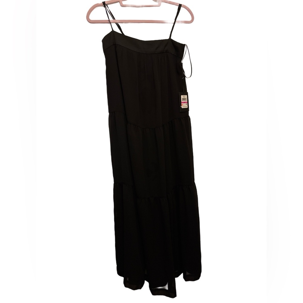 DKNY Spaghetti Strap Elevated Black Tiered Maxi Dress NWT Size XXS